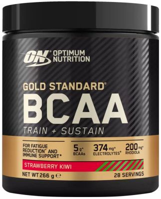 Show product details for Optimum Nutrition Gold Standard BCAA Train + Sustain Powder 266g Tub (Strawberry & Kiwi)