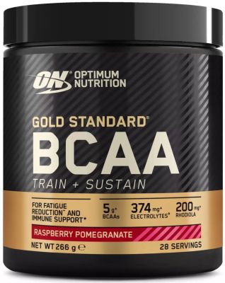 Show product details for Optimum Nutrition Gold Standard BCAA Train + Sustain Powder 266g Tub (Raspberry/Pomegranate)