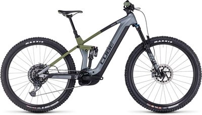 Show product details for Cube Stereo Hybrid 140 HPC TM 750 Electric Mountain Bike (Grey/Green - L)