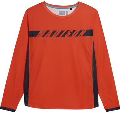 Show product details for Madison Flux Long Sleeve Kids Jersey (Orange - L)