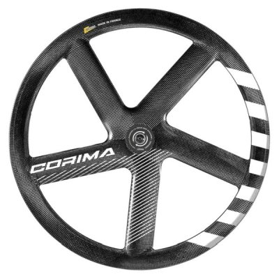 Show product details for Corima 5 Spoke 47mm 700c Carbon Tubular Track Wheel (White - Front)