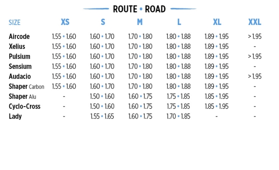 Lapierre Size Chart