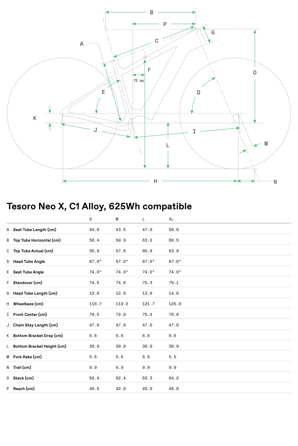 Cannondale Tesoro Neo SL EQ Geometry