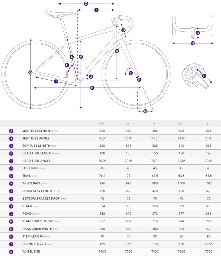 Giant Defy Frame Size Chart