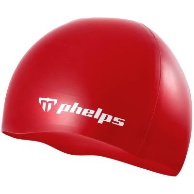 Show product details for Phelps Classic Silicone Swim Cap (Red)