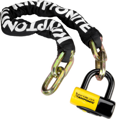Kryptonite New York Fahgettaboudit Chain 14mmX100cm And NY Disc Lock 15mm Sold Secure Gold