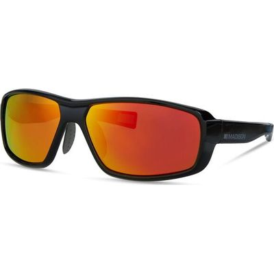 Show product details for Madison Target Mirrored Sunglasses (Black - Red Lens)